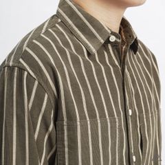 Áo sơ mi sọc đứng vải nhung