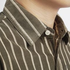 Áo sơ mi sọc đứng vải nhung