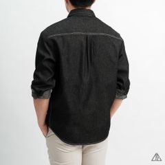 Áo sơ mi jean hai túi chỉ nổi