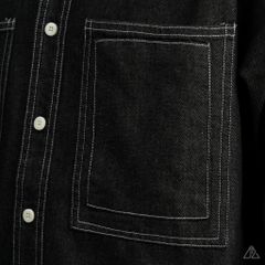 Áo sơ mi jean hai túi chỉ nổi