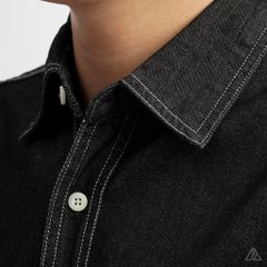 Áo sơ mi jean hai túi chỉ nổi