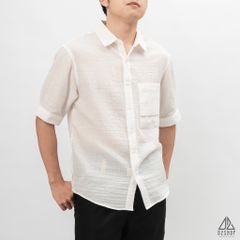 Áo sơ mi tay lững, vải dập nổi