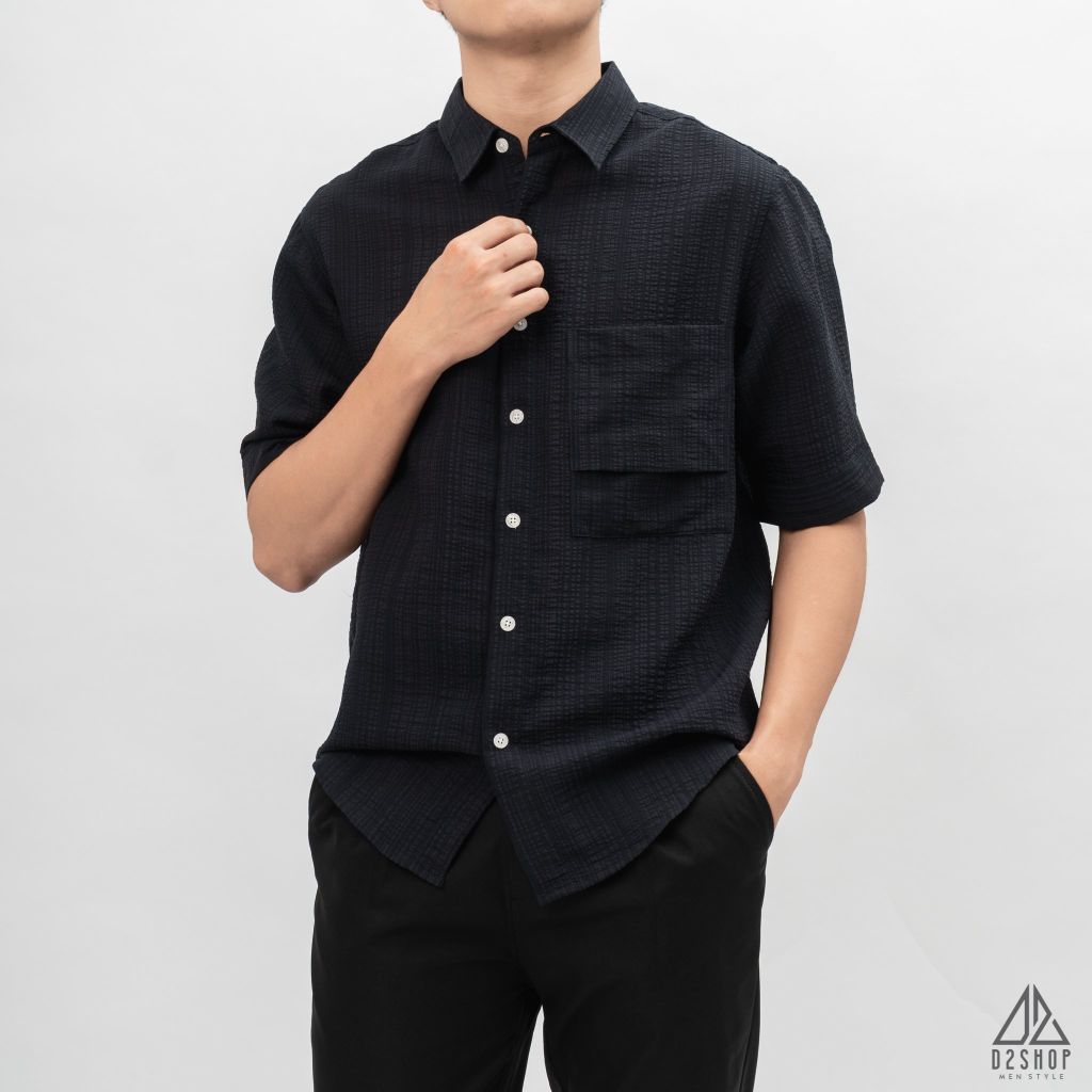 Áo sơ mi tay lững, vải dập nổi