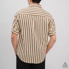 Áo sơ mi ngắn tay vải gân sọc phối túi [SM-2364]