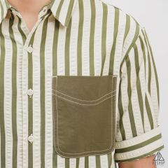 Áo sơ mi ngắn tay vải gân sọc phối túi [SM-2364]