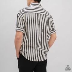 Áo sơ mi ngắn tay vải gân sọc phối túi [SM-2364]