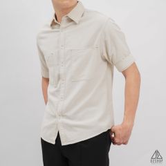 Áo sơ mi tay ngắn 2 túi vải linen