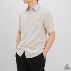 Áo sơ mi tay ngắn 2 túi vải linen