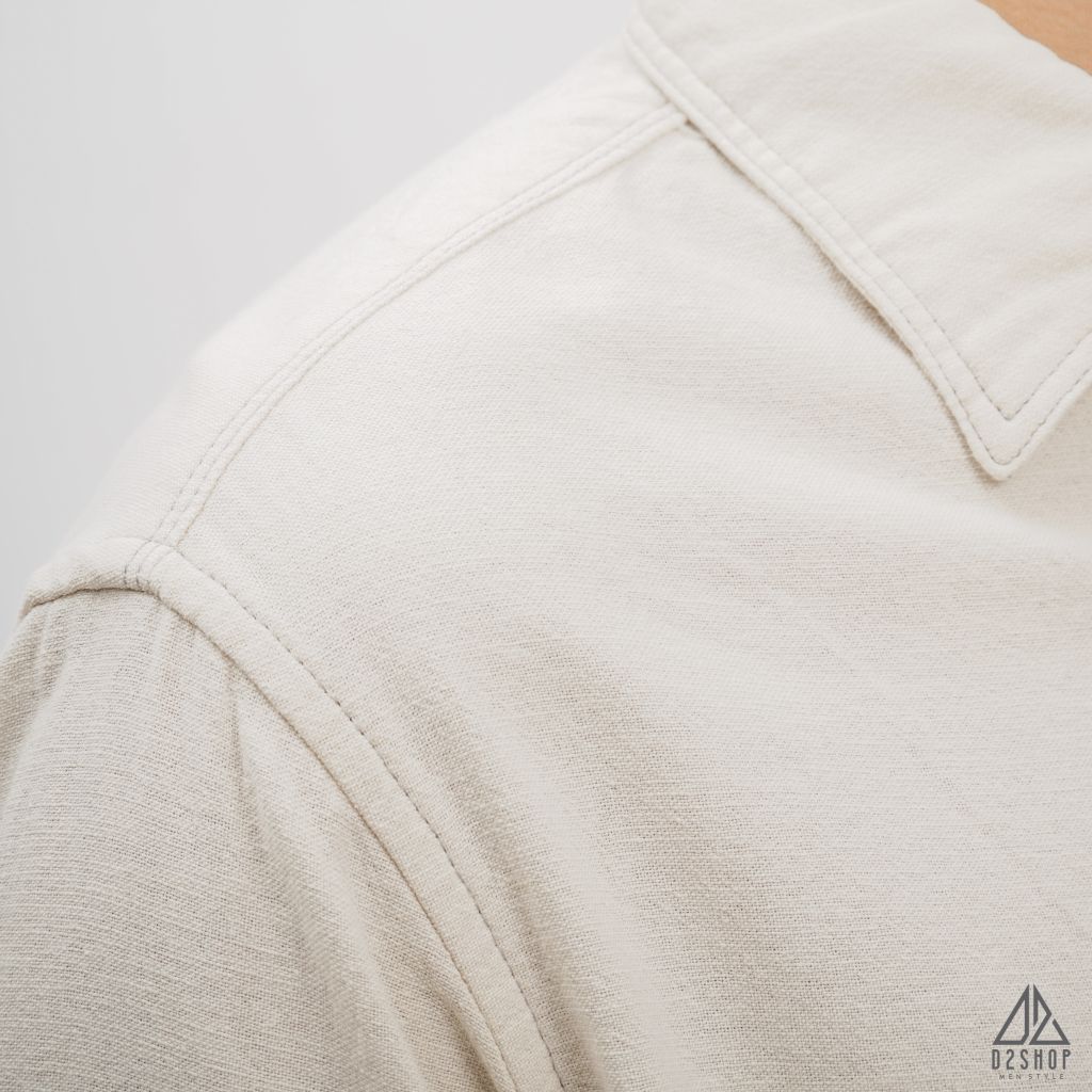 Áo sơ mi tay ngắn 2 túi vải linen