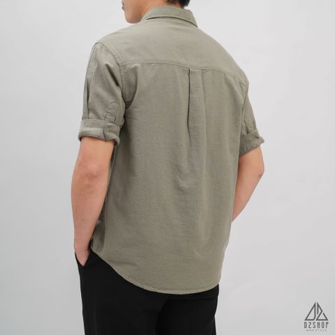 Áo sơ mi tay ngắn 2 túi vải linen