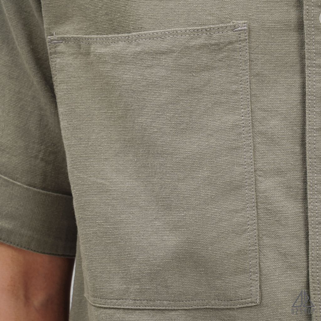 Áo sơ mi tay ngắn 2 túi vải linen