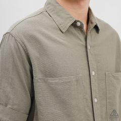 Áo sơ mi tay ngắn 2 túi vải linen