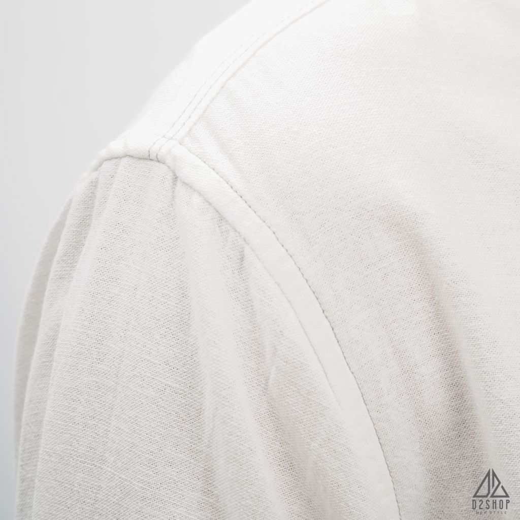 Áo sơ mi tay ngắn 2 túi vải linen