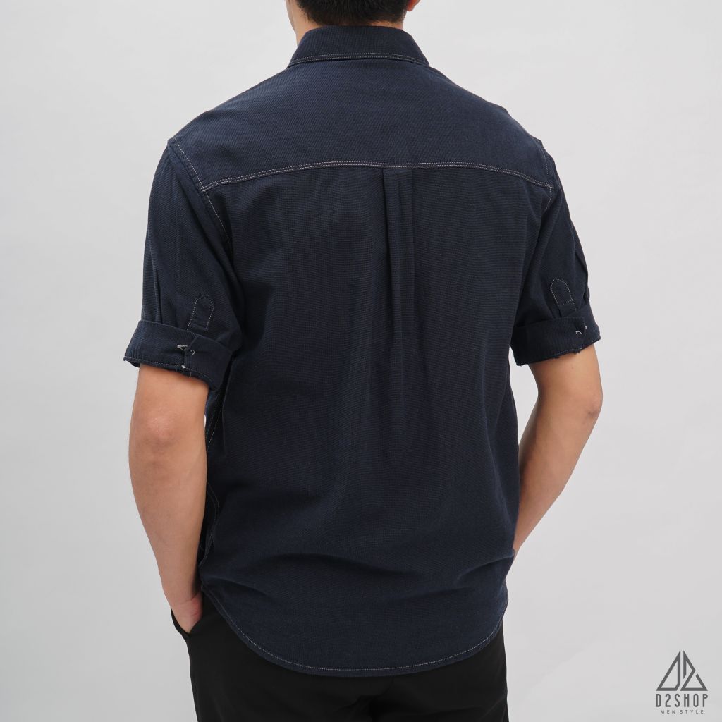 Áo sơ mi tay ngắn 2 túi vải linen