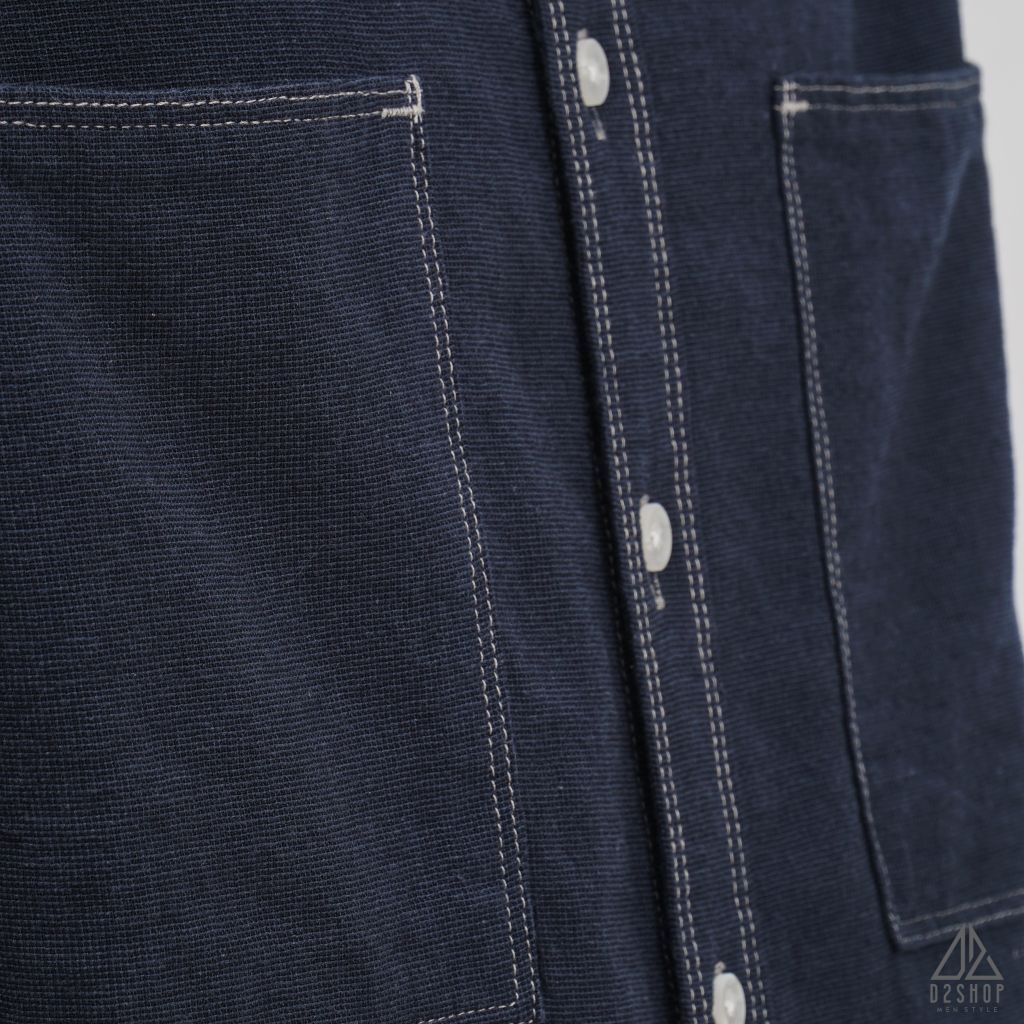 Áo sơ mi tay ngắn 2 túi vải linen