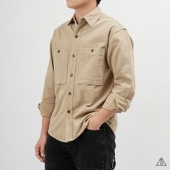 Áo sơ mi vải kaki dày 2 túi