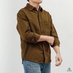 Áo sơ mi vải kaki dày 2 túi