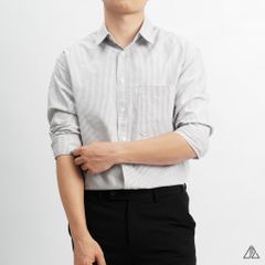 Áo sơ mi sọc phối túi vải pho