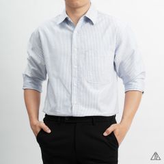 Áo sơ mi sọc phối túi vải pho