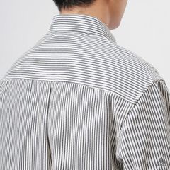 Áo sơ mi vải dày sọc phối túi