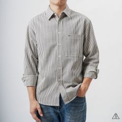 Áo sơ mi vải dày sọc phối túi