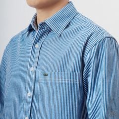 Áo sơ mi vải dày sọc phối túi