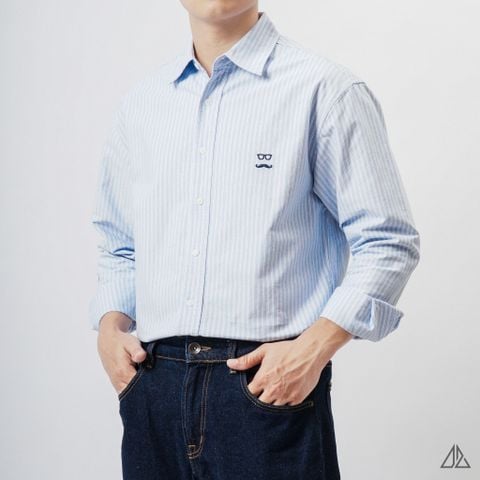 Áo sơ mi nam kẻ sọc D2SHOP, form Regular, chất liệu Oxford cao cấp SM-2433