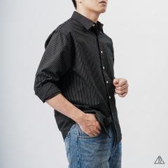 Áo sơ mi sọc nhỏ phối túi