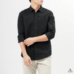 Áo sơ mi vải xéo phối túi đánh bọ