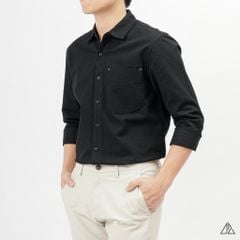 Áo sơ mi vải xéo phối túi đánh bọ