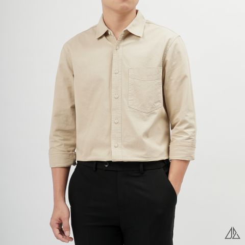 Áo sơ mi vải xéo phối túi đánh bọ