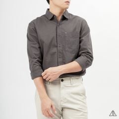 Áo sơ mi vải xéo phối túi đánh bọ