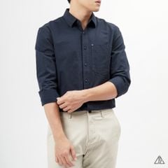 Áo sơ mi vải xéo phối túi đánh bọ