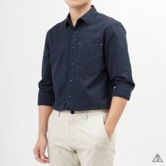 Áo sơ mi vải xéo phối túi đánh bọ