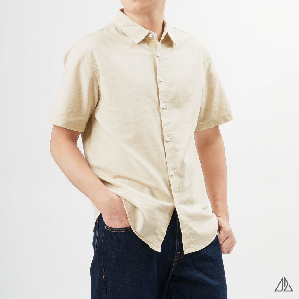 Áo sơ mi tay ngắn vải linen
