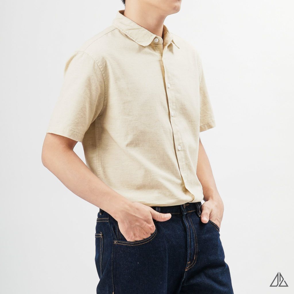 Áo sơ mi tay ngắn vải linen