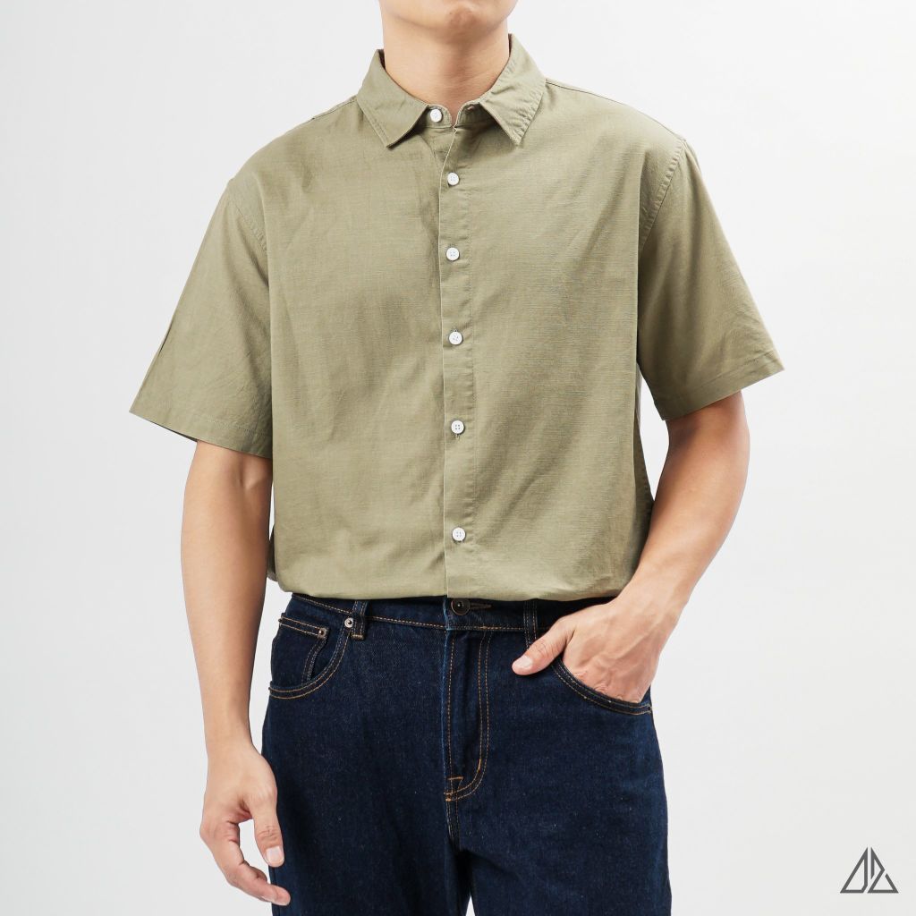 Áo sơ mi tay ngắn vải linen
