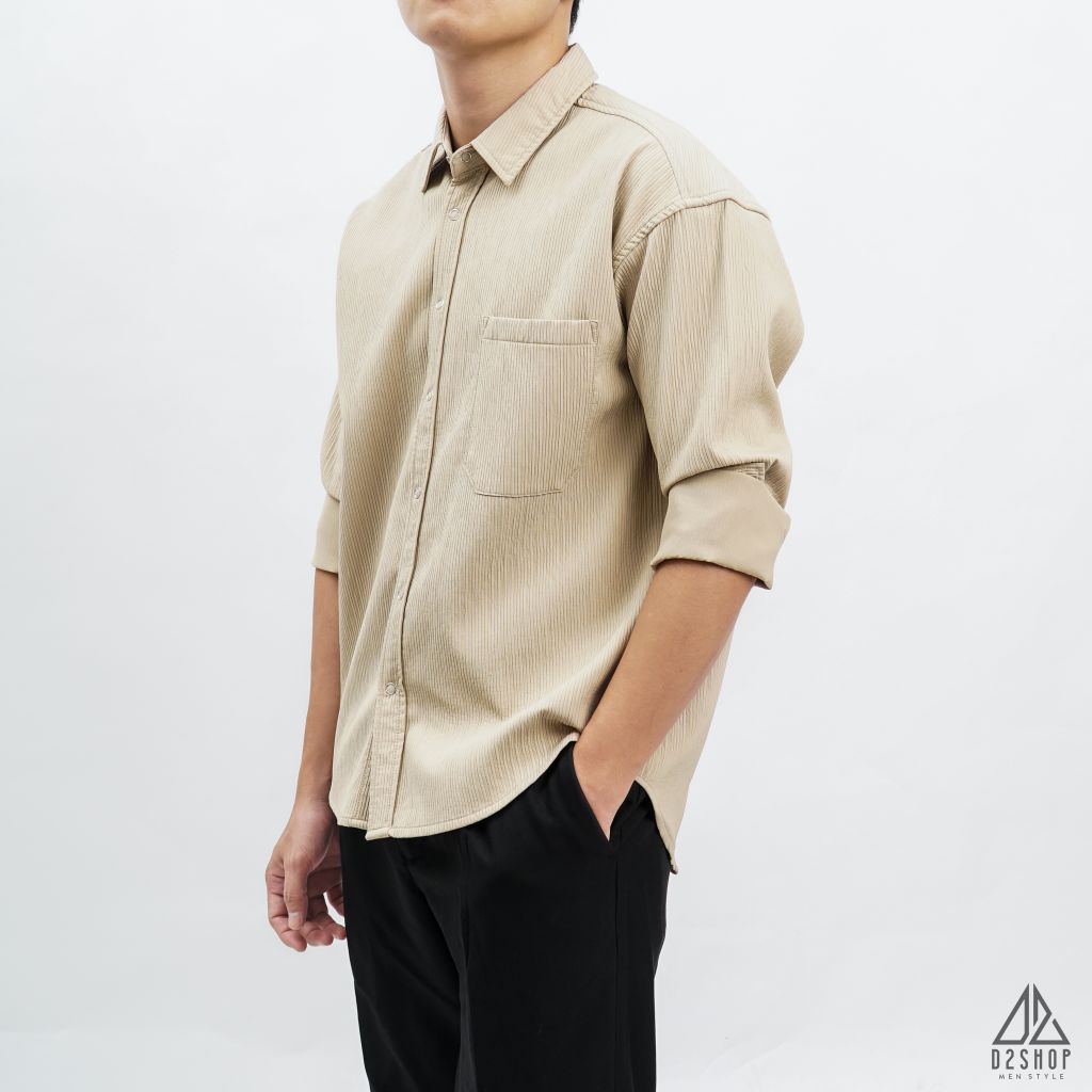 Áo sơ mi gân nổi phối túi [SM-8890]