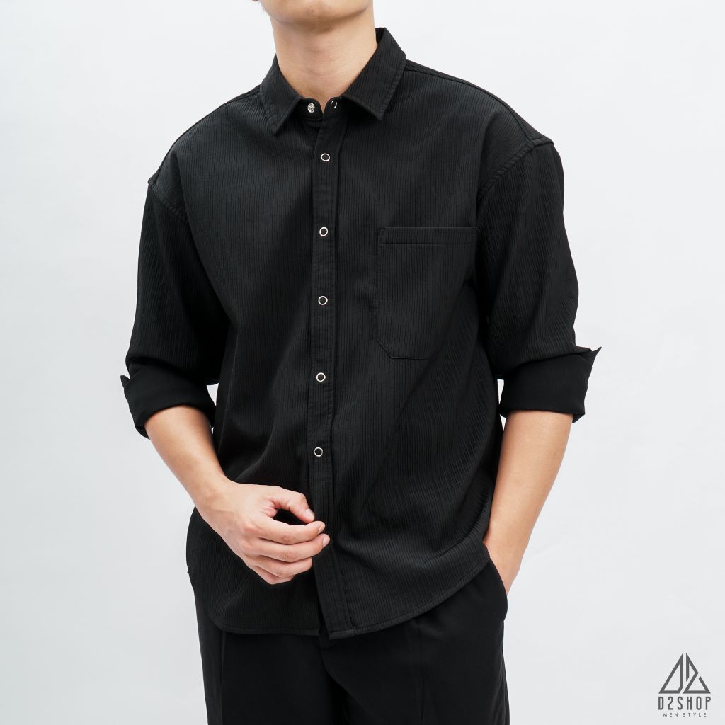 Áo sơ mi gân nổi phối túi [SM-8890]