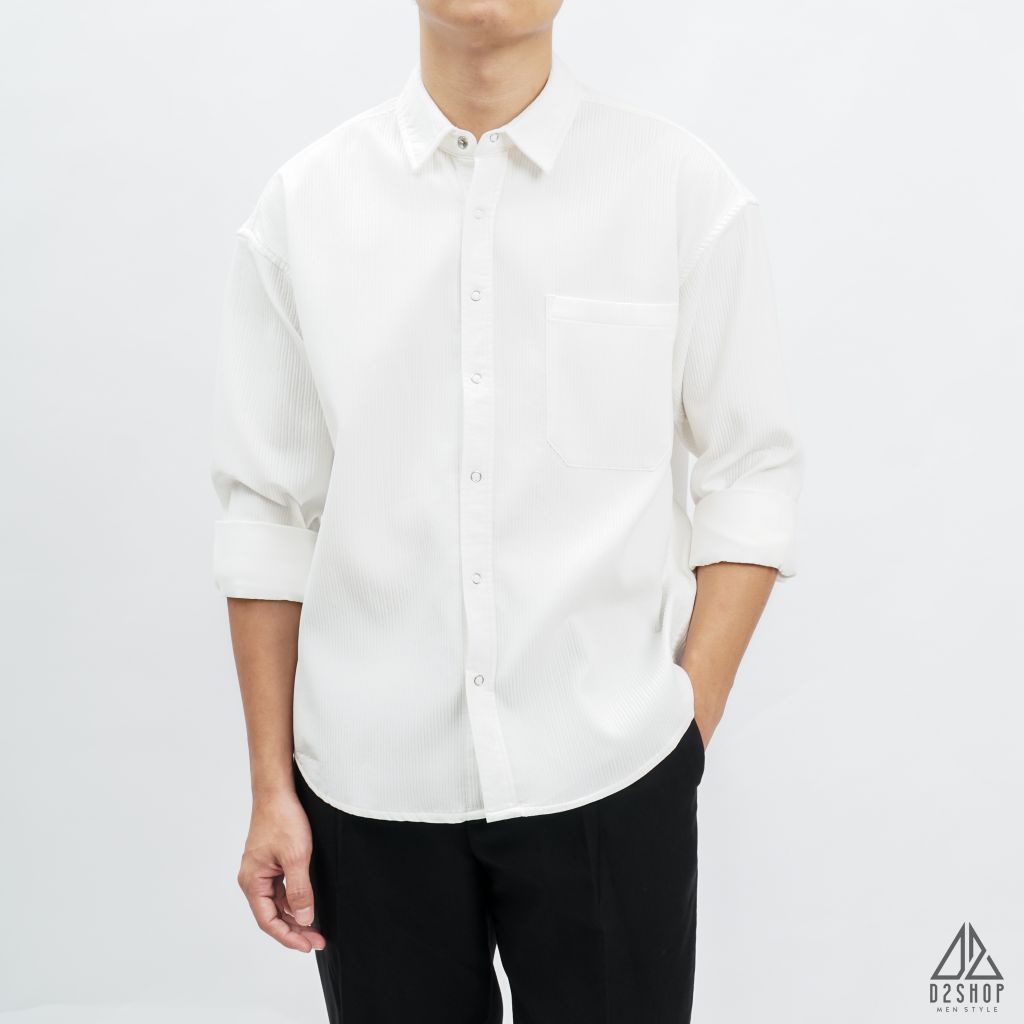 Áo sơ mi gân nổi phối túi [SM-8890]