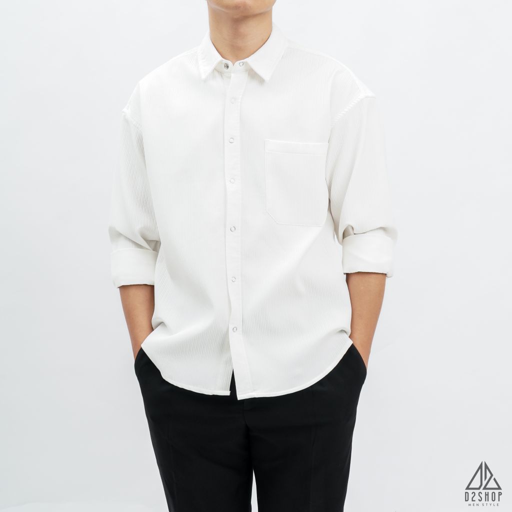 Áo sơ mi gân nổi phối túi [SM-8890]
