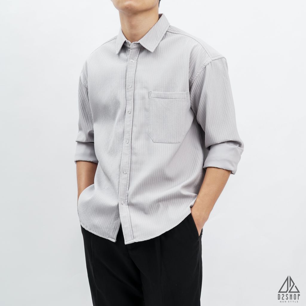 Áo sơ mi gân nổi phối túi [SM-8890]