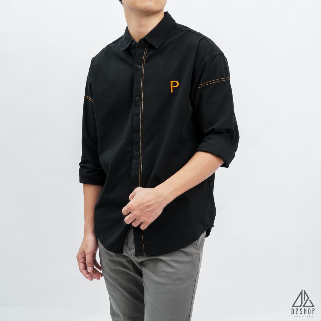 Áo sơ mi chỉ nổi thêu chữ P
