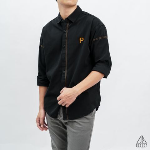 Áo sơ mi chỉ nổi thêu chữ P