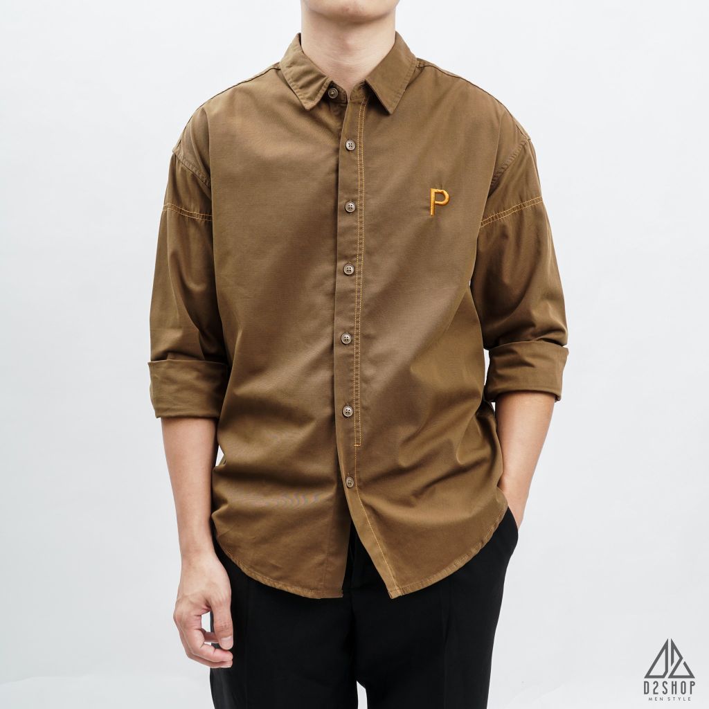 Áo sơ mi chỉ nổi thêu chữ P