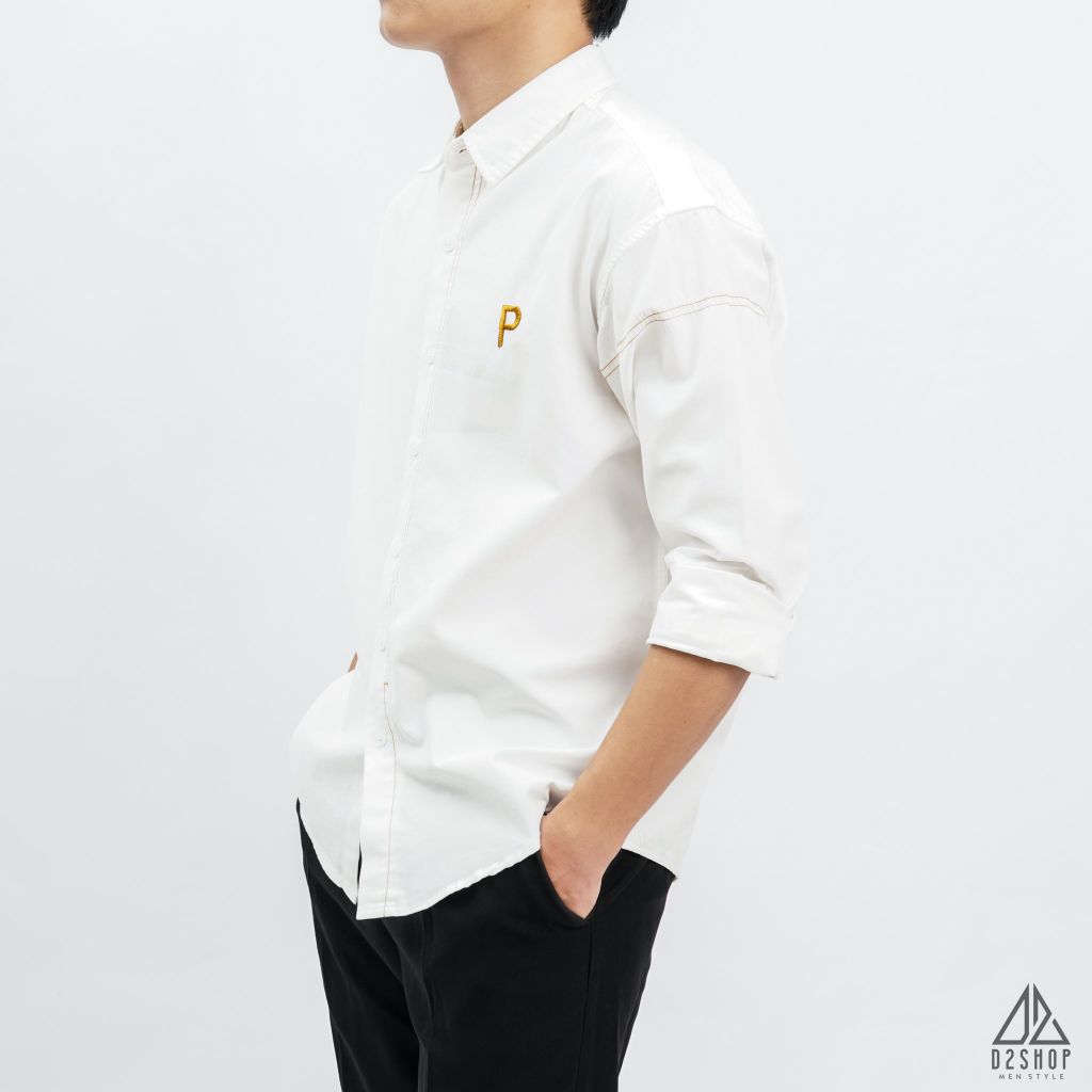Áo sơ mi chỉ nổi thêu chữ P