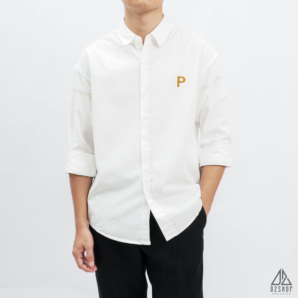 Áo sơ mi chỉ nổi thêu chữ P