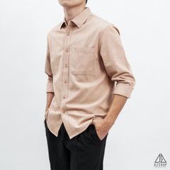 Áo sơ mi vải kaki xéo thêu túi #