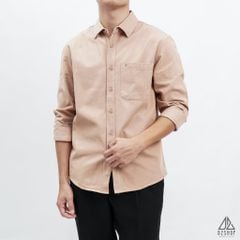 Áo sơ mi vải kaki xéo thêu túi #