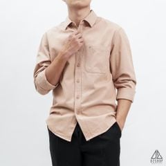 Áo sơ mi vải kaki xéo thêu túi #